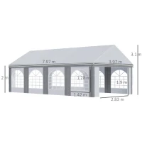 Outsunny 8m x 4m Marquee Gazebo with Sides, Level 4 Wind Protection & Waterproof, Light Grey(m-3)