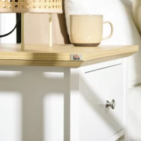 HOMCOM Mesita de Noche con Cajón y Cesta de Ratán Plegable Mesa Auxiliar para Salón Dormitorio 49x39x64 cm Blanco y Natural(m-9)