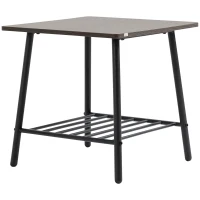 HOMCOM Mesa Auxiliar con Estante Mesita de Salón para Dormitorio Estudio Oficina Estilo Industrial 50x50x50 cm Gris(m-10)
