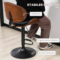 HOMCOM Barhocker-Set, höhenverstellbar, drehbar, Kunstleder, Stahlrahmen, schwarz, 53 x 50,5 x 112,5 cm(m-7)