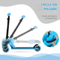 HOMCOM Monopattino per Bambini 3-8 Anni, Pieghevole con Altezza Regolabile, in Alluminio, Blu(m-4)