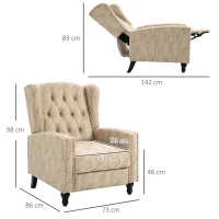 HOMCOM Chesterfield-Style Reclining Armchair - Beige(m-3)