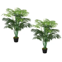 Outsunny 2 Pack Artificial Plant Palm Tree in Pot, Fake Plants for Home Indoor Outdoor Decor, 125cm, Green(m-11)