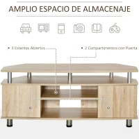 HOMCOM Mesa para TV para Televisores de hasta 55 Pulgadas  con 2 Puertas y 2 Estantes para Dormitorio 120x39,5x52 cm Roble(m-4)