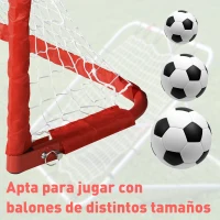HOMCOM Mini Porterías de Fútbol Plegables Set de 2 Porterías de Exterior para Niños y Adultos 90x36x60 cm Rojo(m-5)