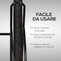 HOMCOM Rastrelliera da Terra per 2 Biciclette con Pneumatici fino 6.5 cm, Telaio Orientabile in Acciaio Nero, 60x54x57cm(m-6)