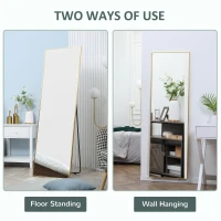 HOMCOM Full Length Mirror Wall-Mounted, 160 x 50 cm Freestanding Rectangle Dressing Mirror for Bedroom, Living Room, Gold Frame(m-5)