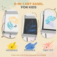 AIYAPLAY Art Easel for Kids with Paper Roll, Double-Sided Painting Easel with Chalkboard, Whiteboard(m-4)