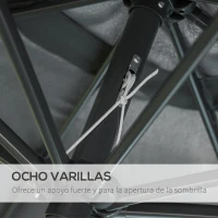 Outsunny Parasol de Jardín de Aluminio  Ø264x253 cm con Ángulo Ajustable Protección UV 50+ Manivela Gris(m-7)