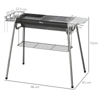 Outsunny Barbecue a Carbonella con Griglia e Piastra di Cottura, Cestino e Ripiani, 107x63x75cm, Nero(m-3)