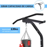 HOMCOM 2 en 1 Barra de Dominadas para Pared de Acero Soporte de Saco de Boxeo Carga Máx. 130 kg 93x47x51 cm Negro(m-5)