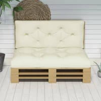 Outsunny Lot de 2 coussins assise et dossier pour banc banquette, palette 2 places dim. 120L x 80l x 12H cm Polyester crème(m-7)