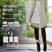 Outsunny Garten Bistro-Set für 2 Personen Gartenset Garnitur 1 Tisch+2 faltbare Stühle für Terrasse Balkon Metall Weiß(m-5)