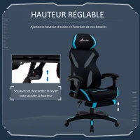 Vinsetto Fauteuil de bureau chaise de bureau ergonomique grand confort avec repose-pieds support lombaire hauteur réglable roulettes pivotantes 65 x 65 x 129 cm(m-4)