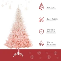 HOMCOM 6FT Pink Artificial Christmas Tree Holiday Home Decoration Ornament w/ Metal Stand Fully Pretty Home Office Joy(m-4)