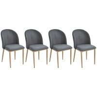 HOMCOM Lot de 4 chaises de Salle à Manger Chaise de Salon Pieds en métal Imitation Bois 50 x 58 x 85 cm Gris(m-9)