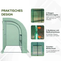 Outsunny Gewächshaus, Gartengewächshaus mit Kunststoff-Abdeckung, UV-beständig, 3 Etagen, Reißverschlusstüren, Grün(m-7)