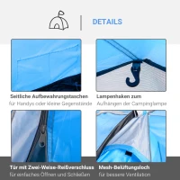 Outsunny Campingzelt, Wurfzelt für 2-3 Personen, Vorraum & Schlafbereich, wasserdicht, 426 x 206 x 154 cm, Hellblau(m-5)