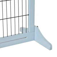 PawHut Freestanding Dog Gate, Foldable Pet Fence, Indoor Wood Barrier, Stair Gate with Support Feet, for Doorway, Hallway, Small and Medium Dogs, 69H x 104-183 cm, Blue-grey(m-8)