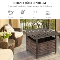 Outsunny Rattantisch Gartentisch Terrassentisch Kaffeetisch mit Schirmloch Perfekt für Garten Balkon Terrasse 55,5 x 55,5 x 46 cm Braun(m-5)