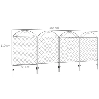 Outsunny Decorative Garden Fencing, 43in x 23ft Outdoor Picket Fence Panels, 8PCs Rustproof Metal Wire Landscape Flower Bed Border Edging Animal Barrier, Black(m-3)