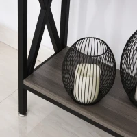 HOMCOM Tavolo Consolle Stile Vintage Industriale con 3 Ripiani e Telaio in Metallo, Grigio e Nero, 120x23.5x75cm(m-8)