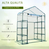 Outsunny Serra da Giardino in Acciaio e PVC Trasparente con Porta Avvolgibile, 143x73x195 cm, verde(m-4)