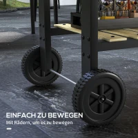 Outsunny Kohlegrill, Grillwagen, 2 Grillflächen, 2 Räder, Griffe, Ablagen, 113 x 53,5 x 82,5 cm, Schwarz(m-7)