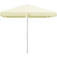 Outsunny Gartenschirm, Sonnenschirm, Seilzug, höhenverstellbar, Aluminiumgestell, 2,5 x 2,5 x 2,5m, Beige/Weiß(m-1)