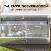 HOMCOM Stabile Aufbewahrungskiste aus Aluminium mit Seitengriffen, Schloss und Schlüsseln, Werkzeugkasten, 99 x 33 x 25,5 cm(m-5)