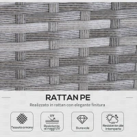 Outsunny Set da Giardino a 5 Pezzi in Rattan e Acciaio Grigio con 2 Divani, Tavolino e 2 Sgabelli(m-4)