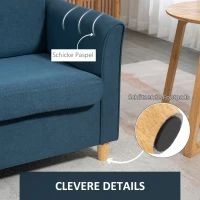 HOMCOM Zweisitzer-Sofa, komfortabel, 141x70x78 cm, Blau(m-6)