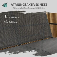 Outsunny 4-teilige Gartengarnitur, 2 Sessel, 2-Sitzer-Sofa, Tisch mit Glasplatte, atmungsaktiver Stoff, Metallrahmen, Schwarz(m-5)