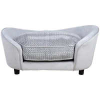 PawHut Canapé Chien Chat sur Pied Style Moderne Coussin d'assise Amovible Lavable Grand Confort 78,5 x 57 x 35,5 cm Gris(m-1)