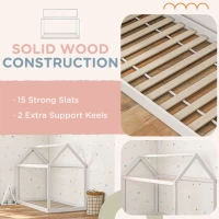 HOMCOM Single Bed Frame, House Scandinavian Style Wooden Bed Frame for 90W x 190Dcm Mattress, Pine Wood Bed Base, White(m-6)