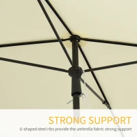 Outsunny 2 x 1.3m Garden Parasol Umbrella, Outdoor Market Table Umbrella with Ruffles & Aluminium Pole, Rectangular Tilting Parasol Sun Shade Canopy, Cream White(m-7)