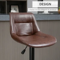HOMCOM Lot de 2 tabourets de Bar Vintage réglable pivotant avec Repose-Pied revêtement synthétique Marron Effet Vieilli(m-6)
