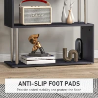 HOMCOM S Shape Bookcase, 5 Tiers Bookshelf, Modern Freestanding Storage Shelf for Home Office, Study, Living Room, 80 x 30 x 145cm Black(m-6)