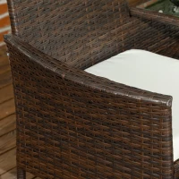 Outsunny Two-Seat Rattan Chair, with Middle Table - Brown(m-9)
