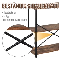 HOMCOM Aufbewahrungsregal, 3-stufiges Standregal, Flurtisch, Konsolentisch, Beistelltisch, Aktenregal, Spanplatte, 120 x 30 x 76 cm(m-5)