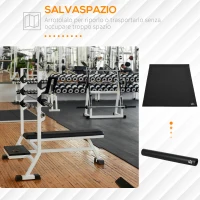 HOMCOM Tappeto Palestra Ammortizzante per Tapis Roulant e Cyclette, Tappetino Fitness in PVC Antiscivolo, 180x90cm, Nero(m-6)