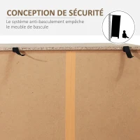 HOMCOM Meuble de rangement commode style graphique 80L x 40l x 110H cm 5 tiroirs métal noir panneaux particules MDF imitation bois clair(m-6)