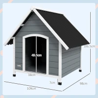 PawHut Outdoor Dog Kennel, Wooden Dog House, with Removable Floor, Anti-Corrosion Wood, for Large Dogs, 106.5H x 110W x 98Dcm(m-3)