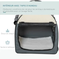 PawHut Sac caisse de transport pour chiens et chats pliable avec coussin, tissu oxford imperméable, dim. 81L x 56l x 66H cm(m-6)