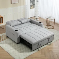 HOMCOM Two-Seater Pull-Out Sofa Bed - Light Grey(m-8)