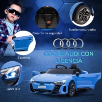 HOMCOM Coche Eléctrico para Niños de +3 Años AUDI RS e-tron GT Coche de Batería con Mando a Distancia 103x58x41 cm Azul(m-5)