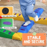 AIYAPLAY 12-Piece Kids Balance Beam Stepping Stones, with Non-Slip Foot Pads, Multicoloured(m-6)