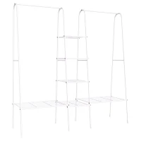 HOMCOM Kleiderständer mit Schuhablage Freistehender Kleiderstange Garderobenständer Stahl Weiß 176 x 47 x 177 cm(m-1)