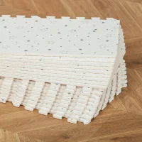 HOMCOM Kinder Puzzlematte Kinderspielteppich Spielteppich 36 Stück mit 24 Seitenstreifen und rutschfesten Vorderseite für Keller Garage Wohnzimmer Spielzimmer wasserabweisend EVA Weiß 31,5 x 31,5 cm(m-8)