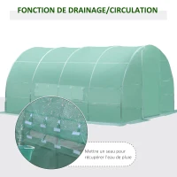 Outsunny Serre de Jardin Tunnel en Métal Vert 6X3X2M(m-6)